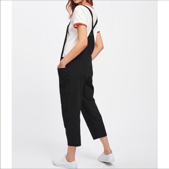 Black Capri Overalls With Side Pockets - LAST MED - Picture 8 of 10